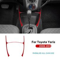 Real Soft Carbon Fiber Sticker For Toyota Yaris 2006 2007 2008 2009 2010 2011 LHD RHD Car Gear Storage Frame Accessories. Red Carbon