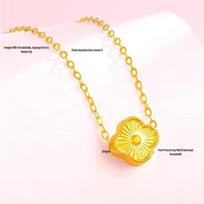 Golden Heart 999 Gold Pendant Necklace - Perfect Qixi Valentine's Day Gift for Her Single Gold Pendant beige
