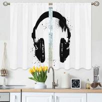 Oranges and Lemons Kitchen Curtains Tropical Fruit Slice Floral Leaves Fresh Short Tier Curtains for Bathroom Cafe Small Window 60×150cm black