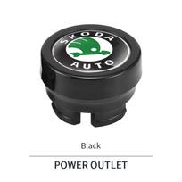 YSAG7 Car Cigarette Lighter Cover Dust Proof Cap for Skoda Logo Superb 3 Fabia 1 2 Kamiq Kodiaq Karoq Octavia Citigo Yeti Rapid Scala juoda
