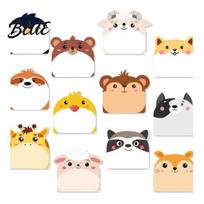 Super Sticking Power Notes 12Pcs/Set Cartoon Animal Self-Stick Note 30 Sheets/Pad Self-adhesive Note Pad Sea Memo Post Stickies for School D beige