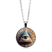 Ancient Egyptian Eye of Horus, Sunny Girl's Versatile Retro Jewelry Pendant Necklace 50cm(Necklace Size) gray