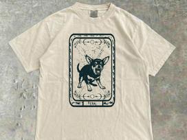 Feral Chihuahua Tarot Shirt, Unhinged Screaming Chihuahua Tee, Funny Chihuahua Mom Dad Owner Gift T-Shirt 100 white