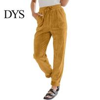 Women Pants Corduroy High Waist Baggy Drawstring Elastic Long-lasting Wear For Casual Trousers Loose Fit Straight Leg Pockets Work S brown