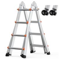 VEVOR Telescoping Ladder A Frame, 15.5 FT Compact Aluminum Extension Ladder, Multi-Function Portable Collapsible RV Ladder 51.5 x 20 x 139.5 cm