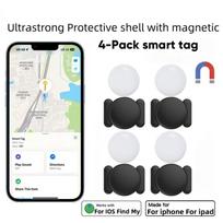 4-Pack IOS GPS Smart Tag for Apple Find My Tracker Kits with Strong Magnetic Suction Silicone Shell Anti-loss for Skateboard Car 4PCS-Black black