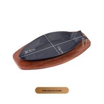 Cast Iron Griddle & Grill Pan for Fish, Steak & More Iron Plate + Base Board gray