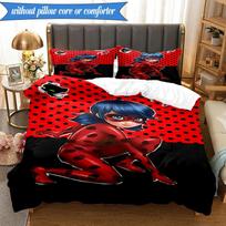 3PCS Ladybug Characters Bedding Set,Including 1pc Duvet Cover And 2pcs Pillowcases Perfect for Bedroom, Dormitory, Fan Christmas gift 140cmx210cm