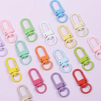 Candy Color Lobster Clasp Perler Bead Keyring - Colorful U-Shaped Door Buckle Bag Pendant DIY Jewelry Accessory white