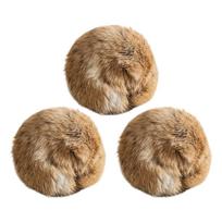 3Pcs Real Rabbit Fur Cat Toy Balls 8Cm Catnip And Gall Fruit Infused Natural Brown Fur Balls Interactive Quiet Hunting Toys beige