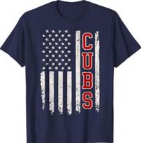 Vintage Cubs Name USA Flag Retro Design T-Shirt 130 white