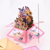 Surprise Pop Up Happy Birthday Cards, Lovely 3D Birthday Card butterfly box (pink) brown