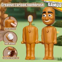 Tungtung Tung Sahur Funny Cartoon Children'S Toothbrush Wooden Stick Man Retractable Toy Bouncing Toothbrush Toiletries black