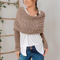 Daugiafunkcinis šalikas su rankovėmis moterims, megztas šalikas-megztinis-apsiaustas su rankovėmis, boho pashmina šalikas-pelerina One Size kupranugaris