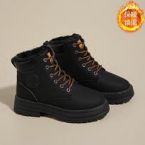 Winter velvet high-top Martin boots women's Korean version versatile short boots thickened thermal cotton shoes snow boots women MDX01-1 40 black