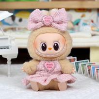 15CM Labubu V2 audinio kūdikio drabužių komplektas vinilinio pakabuko labubu sėdinti vakarėlio lėlės drabužiai labubu dekoravimui no doll black