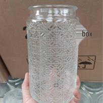1L Retro Acacia Begonia Glass Jar for Candy, Snacks, Dried Fruit, or Nuts Storage gray