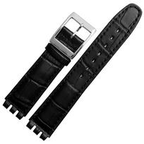 17mm 19mm Originalus Veršio Odos Apyrankės Dirželis Swatch Laikrodžiui Vyrams Moterims Aligatoriaus Rašto Apyrankės Laikrodžio Dirželio Priedai 19mm juoda