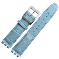 17mm 19mm Originalus Veršio Odos Apyrankės Dirželis Swatch Laikrodžiui Vyrams Moterims Aligatoriaus Rašto Apyrankės Laikrodžio Dirželio Priedai 19mm dangaus mėlyna spalva