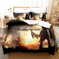Kratos as well as Atreus God Of War Bedding Set Single Twin Full Queen King Size Bed Set Aldult Kid Bedroom Duvetcover Sets Anime 70x133cm 2pcs black