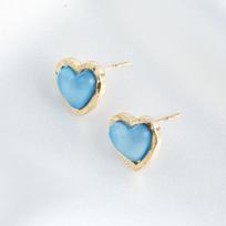 Casual less blue love stud earrings Korean version ins style small cute temperament earrings Internet celebrity same earrings auksas