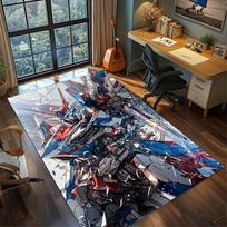 Gundam Living Room Rug Large Area Non Slip Washable Floor Mat Bedroom Decor 60x90cm black