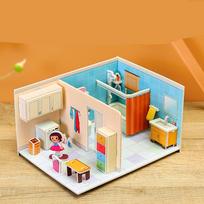 Kit Building Paper 3D Paper Puzzle Room Diy Bathroom Kitchen Educational Jigsaw For Kids Adults Children's Birthday Gift Holiday Present Suitable For blue