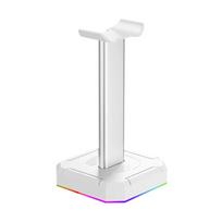 Aluminum Alloy Gaming Headphone Stand Space Saving Desktop Organizer Vertical Bracket Rgb Backlight Headset Holder Display Rack white