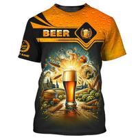 3D Print Funny Beer Belly T Shirt Tops For Men Summer Short Sleeve Round Neck Tee Shirts New In Mens Beer Graphic Tshirts L black