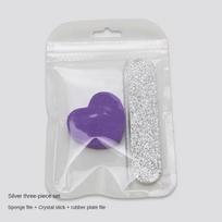 10Sets Professional Manicure Tool Set Crystal Dotting Pen Heart-Shaped Block Wood File Nail Care Kit violetinė