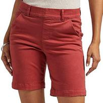 Yousheng Summer Women Shorts Slim Fit Straight Knee Length Pants Sport Solid Color Pockets High Waist Casual Daily Wear Shorts XXL plytų raudona spalva