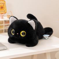 Kawaii Big-Eyed Cat Plush Toy Black White Siamese Ragdoll Cat Soft Stuffed Kitten Dolls Adorable Home Decor Birthday Gifts 20cm black