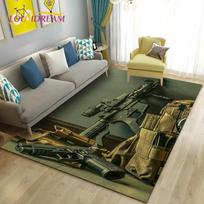 Assault Rifle Pistol Revolver Gun Area Rug,Carpet Rug for Living Room Bedroom Sofa Doormat Decor,Kid Play Non-slip Floor Mat 80x120cm gray