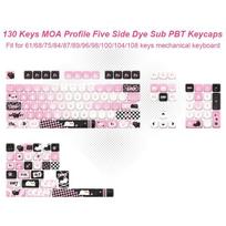 130 Keys Blue Dream Five Sided Dye Sublimation Keycaps MOA Profile PBT Keycaps for Cherry MX Switch Mechanical Gaming Keyboard white