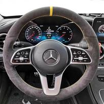 Rankomis siūta neslystanti zomšinė automobilio vairo apdangalas Mercedes Benz A-klasei W177 B-klasei W247 C-klasei W205 CLS-klasei dalys TB7 black