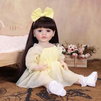 KEIUMI 55cm Reborn Girl Doll Full Silicone Vinyl Bathe Newborn Baby Doll toy Christmas Gifts Early Educational Playmate 22 inch about 55 cm geltona