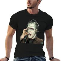 Herman Munster at the radio T-Shirt Everyday Wear Basic Short Sleeve Top XXXXL black
