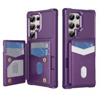 Flip Card Slot Holder Wallet Phone Case For Samsung Galaxy S21 S22 S26 Ultra S25 Edge S24 Plus S23 FE A57 A37 A17 Armor Cover Galaxy S23+ violetinė