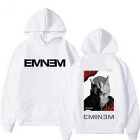 Eminem music album hoodie world tour pattern hoodie men's hip-hop punk hoodie retro sweatshirt streetwear XL white
