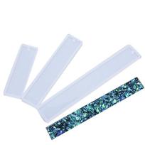 DIY Epoxy Resin Mold 3Pcs, Rectangle Bookmark UV Silicone Mould for Jewelry Pendant Making Craft Supplies 3 white