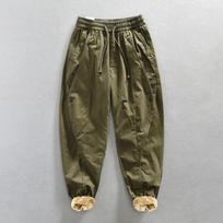 Men's Cargo Pants In Thick Warm Soft Baggy Pants Man Jogger Streetwear Male Trousers L gray