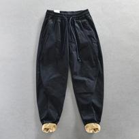 Men's Cargo Pants In Thick Warm Soft Baggy Pants Man Jogger Streetwear Male Trousers 3XL black