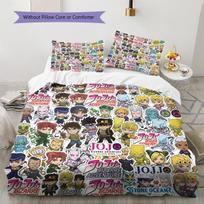 Jojo'S Bizarre Adventure Pattern Bedding Quilt Set Quilt Cover Pillowcase Home Birthday Gift(1 * duvet cover + 2 * pillowcase, without core) 140x200cm