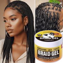 Hair Styling Wax Braid Gel Extreme Hold - Braiding Gel For Cornrows, Locks, & Twisting, Moisturizing Edge Control For Women & Men, Natural Formula brown