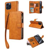 Daugiafunkcis užtrauktuko veršio telefono dėklas, skirtas IPhone16e 16 15 14 13 12 11, kortelių lizdas, atverčiamas, piniginė, stovas, dirbtinė oda Artificial Leather&Case & Strap&iPhone 13 Pro