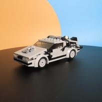 Buildmoc Techninis Automobilis DeLorean Back To the Future Laiko Mašina MOC-23436 Speed Champion Mini Modelio Statybiniai Blokeliai Žaislai Dovana white