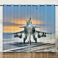3D transporto priemonės lėktuvo naikintuvo skaitmeninės spaudos užuolaida tamsinanti su prakiurymu 97cm*114cm*2 beige