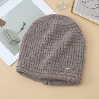 Winter hat women's big head circumference thickened knitted hat ear protection warm wool hat fashionable versatile pullover hat average size gray
