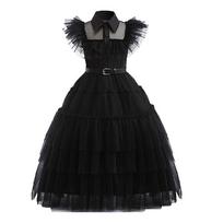 Kokybiška Wednesday Addams juoda suknelė mergaitėms - Cosplay Helovino kostiumas 150 cm gray