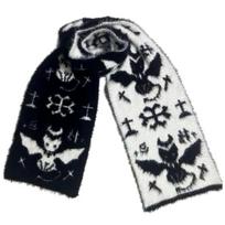 Fashion Neck Scarf Knitted Long Scarf 2000s Teens Skull Pattern Scarf Eye Catching gray